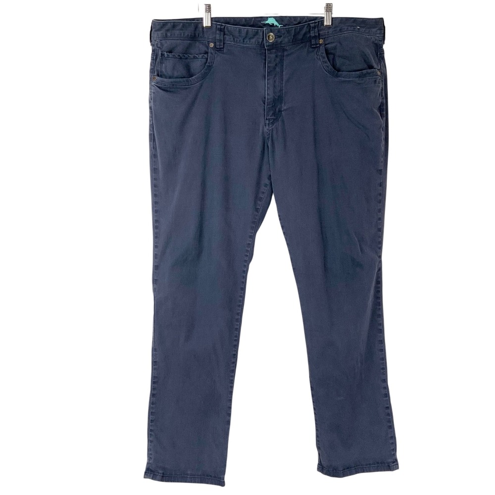 Tommy Bahama Boracay Navy Blue Pants 42x32 Button Zip Fly Straight Leg Marlin